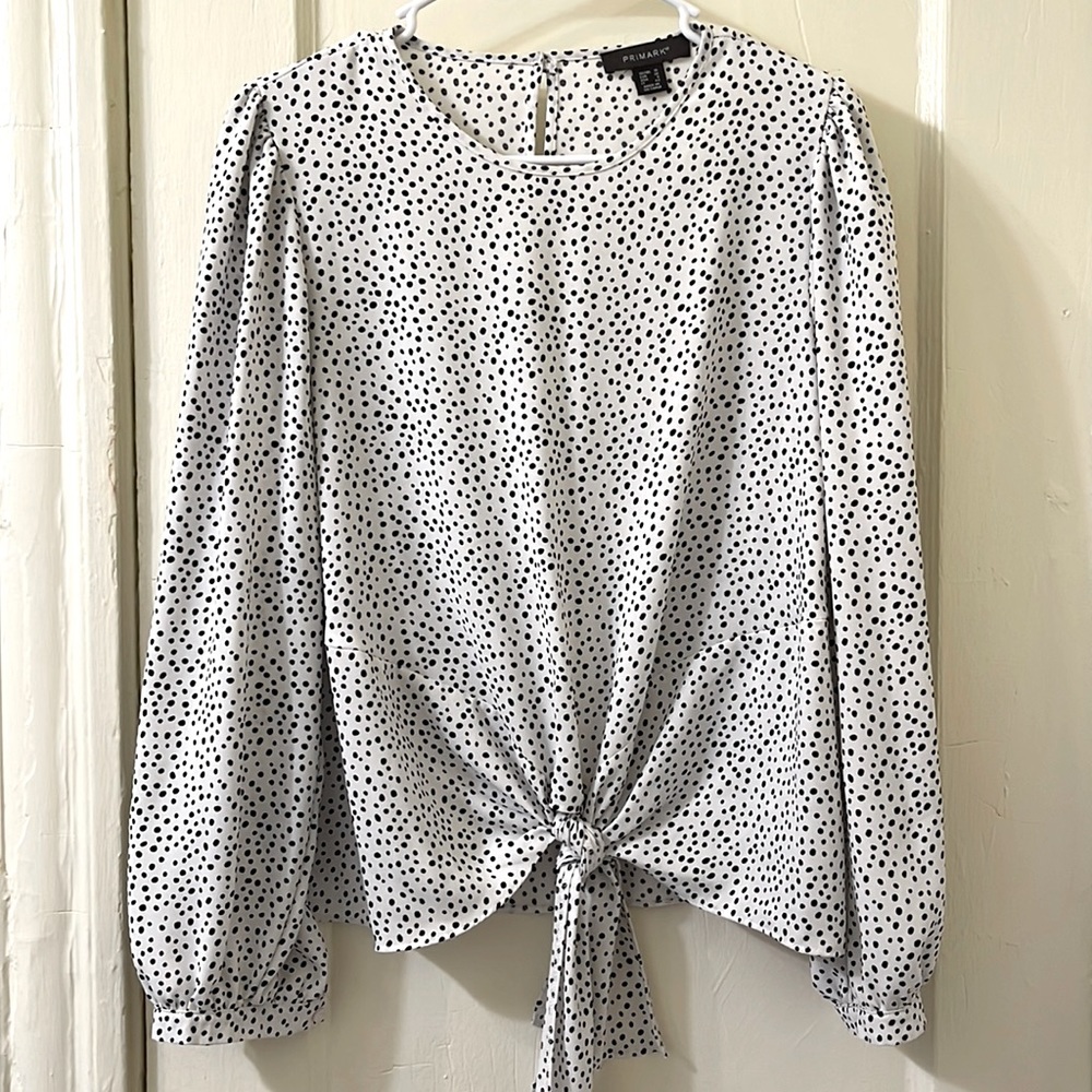 Primary black and white polka dot blouse